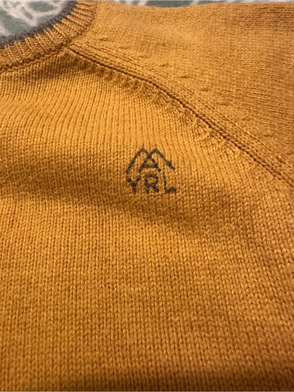 Mayoral Men's Mustard Crewneck Sweater with Contrast Trim - Picture 3 of 6